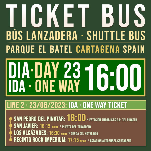 Ticket Bus 23 Junio IDA 16:00 (Cartagena)