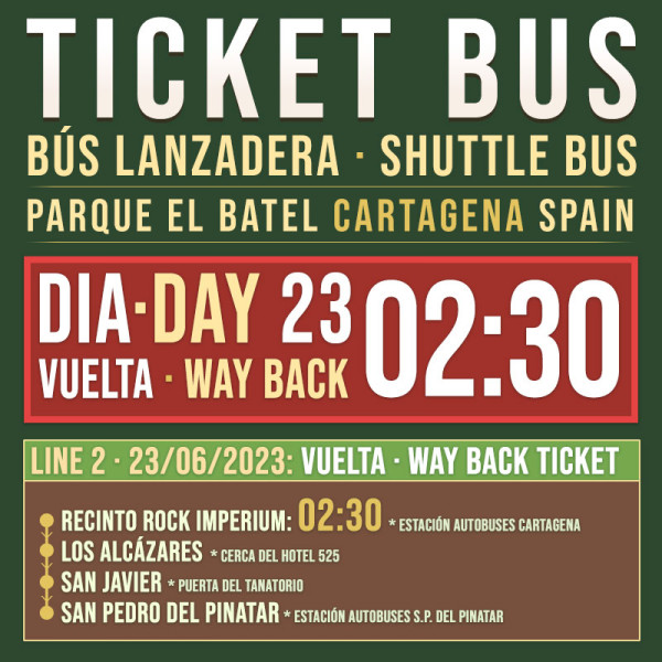 Ticket Bus 23 Junio VUELTA 02:30 (Cartagena)