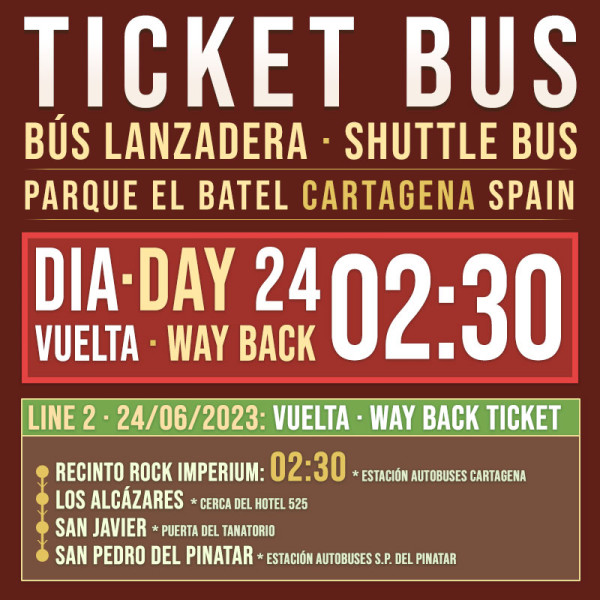 Ticket Bus 24 Junio VUELTA 02:30 (Cartagena)