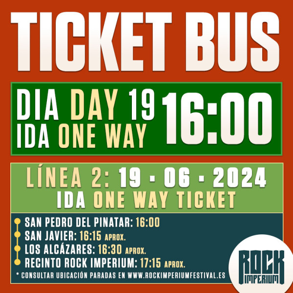 Bus Línea 2: 19 Junio 2024 · IDA · TARDE (Cartagena)