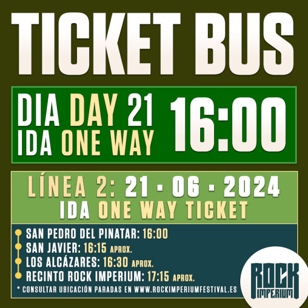 Bus Línea 2: 21 Junio 2024 · IDA · TARDE (Cartagena)