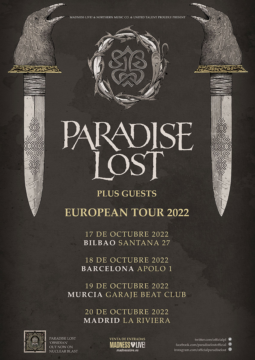 Paradise Lost Presentan Por Fin Obsidian En Nuestro País