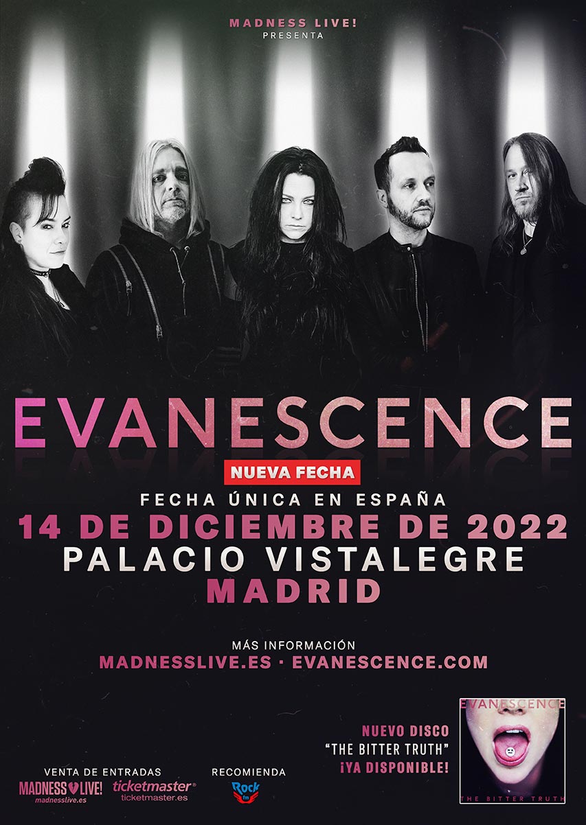 Concierto de Evanescence en Madrid el 14 de diciembre de 2022 en Palacio Vistalegre de Madrid